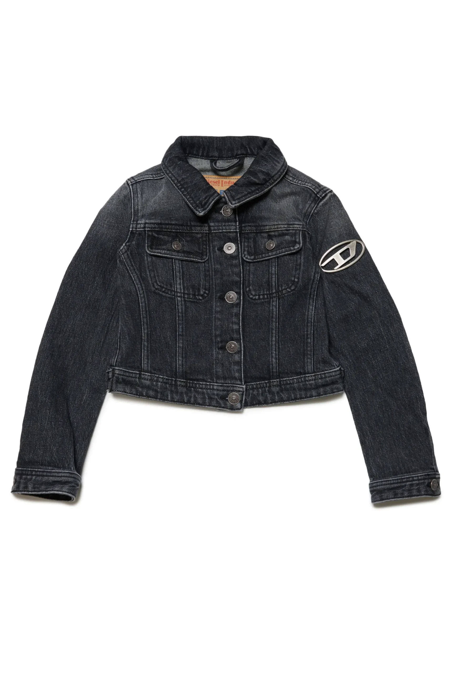 DIESEL Giacca cropped in denim nero | Bambino Giacche E Cappotti | Denim-Mania