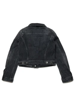 DIESEL Giacca cropped in denim nero | Bambino Giacche E Cappotti | Denim-Mania