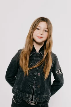 DIESEL Giacca cropped in denim nero | Bambino Giacche E Cappotti | Denim-Mania