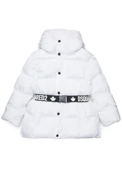 DSQUARED2 Giacca imbottita lunga con cintura logata | Giacche E Cappotti