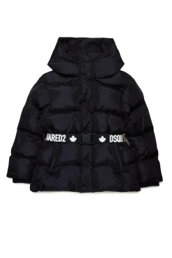 DSQUARED2 Giacca imbottita lunga con cintura logata | Giacche E Cappotti