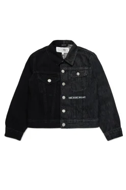 MM6 MAISON MARGIELA Giacca in denim bicolor con lettering | Bambino Giacche E Cappotti | Denim-Mania