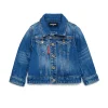 DSQUARED2 Giacca in denim blu medio con abrasioni | Bambino Giacche E Gilet | Denim-Mania