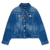 DSQUARED2 Giacca in denim blu medio con abrasioni | Bambino Giacche E Cappotti | Denim-Mania