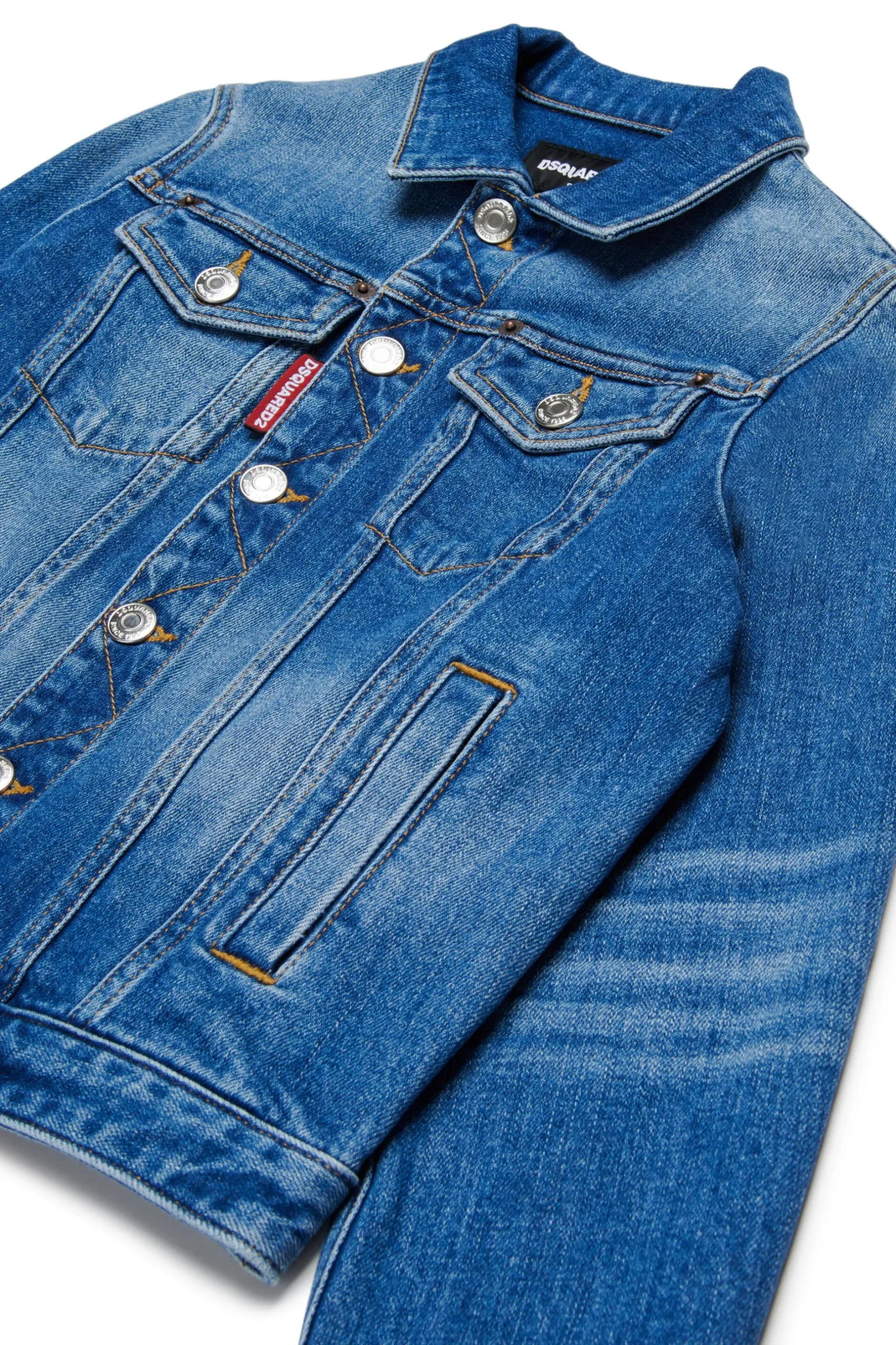 DSQUARED2 Giacca in denim blu medio con abrasioni | Bambino Giacche E Cappotti | Denim-Mania