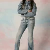 MM6 MAISON MARGIELA Giacca in denim blu sfumato con color spots | Bambino Denim-Mania | Denim-Mania