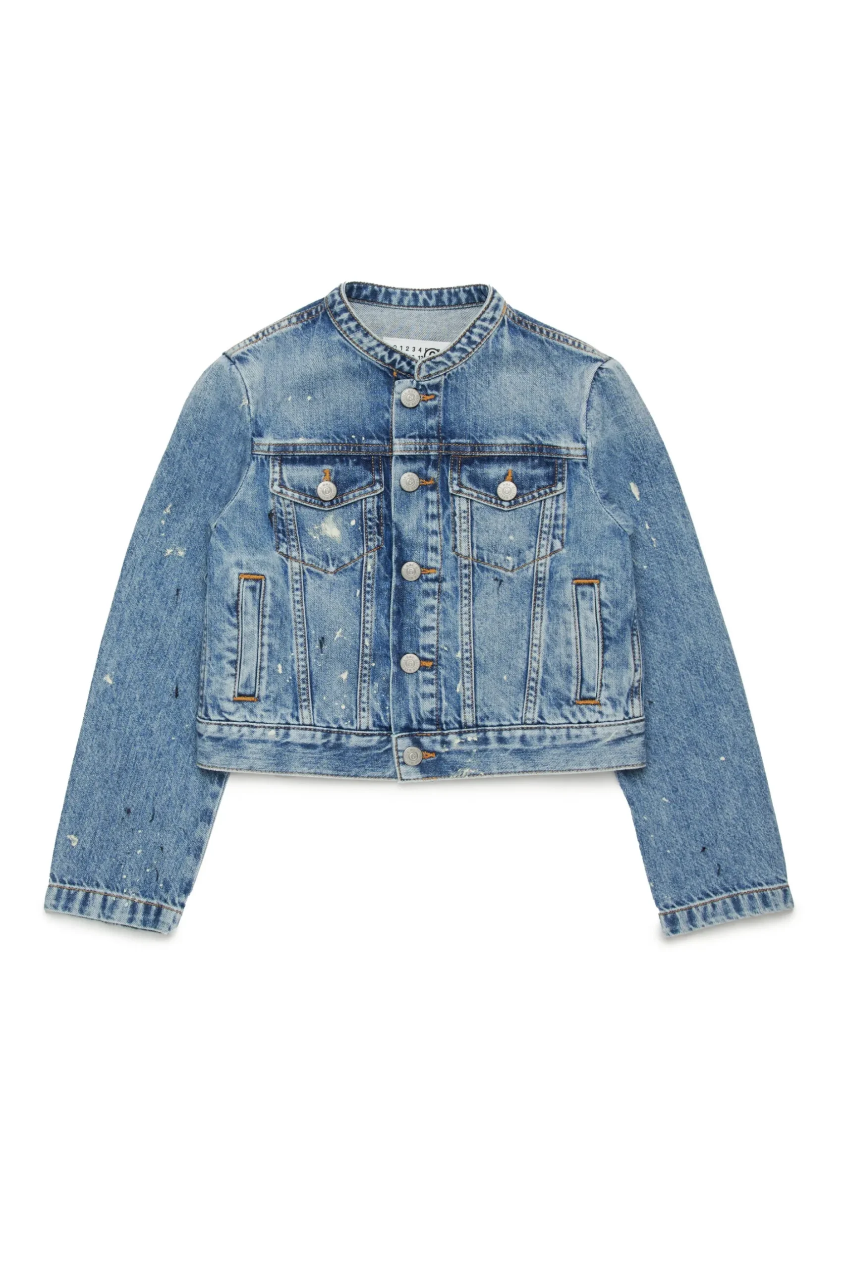 MM6 MAISON MARGIELA Giacca in denim blu sfumato con color spots | Bambino Denim-Mania | Denim-Mania