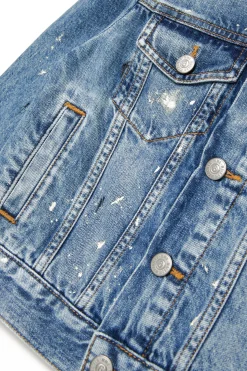 MM6 MAISON MARGIELA Giacca in denim blu sfumato con color spots | Bambino Denim-Mania | Denim-Mania