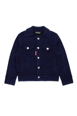DSQUARED2 Giacca in maglia effetto denim | Bambino Giacche E Cappotti | Giacche E Cappotti