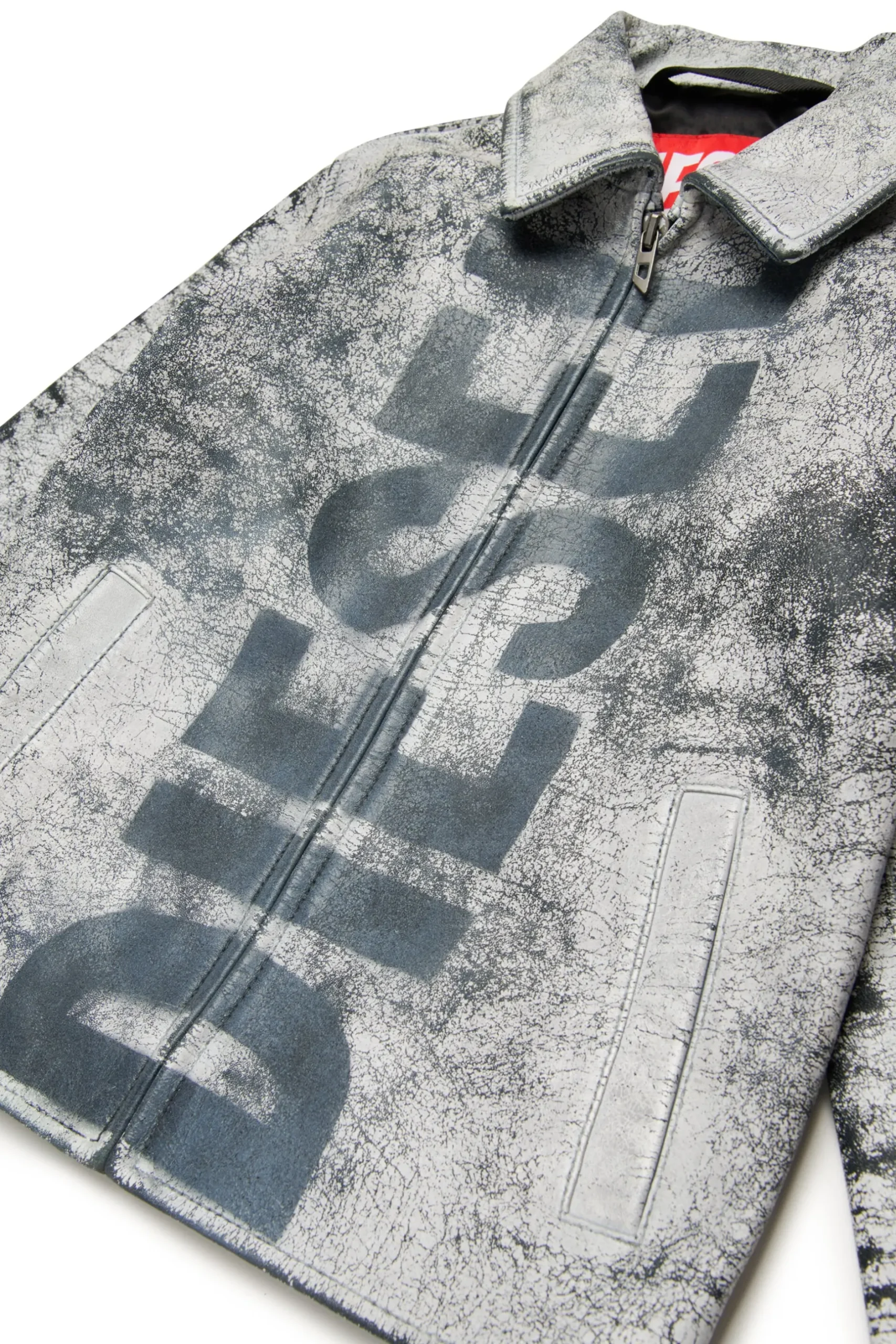 DIESEL Giacca in vera pelle effetto cracklè | Bambino Logomania | Logomania