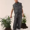 MM6 MAISON MARGIELA Giacca smanicata in denim nero | Bambino Giacche E Cappotti | Denim-Mania