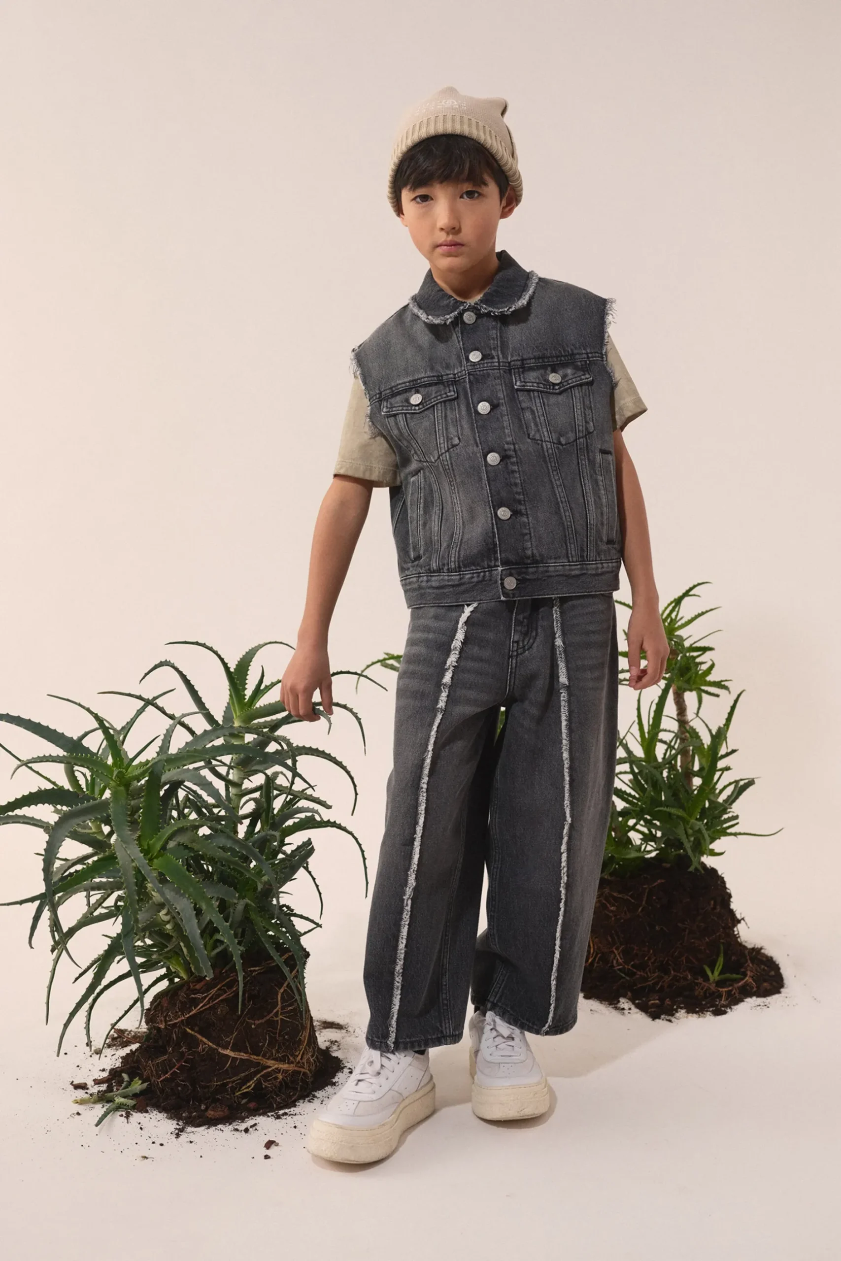 MM6 MAISON MARGIELA Giacca smanicata in denim nero | Bambino Giacche E Cappotti | Denim-Mania
