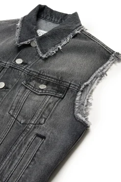 MM6 MAISON MARGIELA Giacca smanicata in denim nero | Bambino Giacche E Cappotti | Denim-Mania