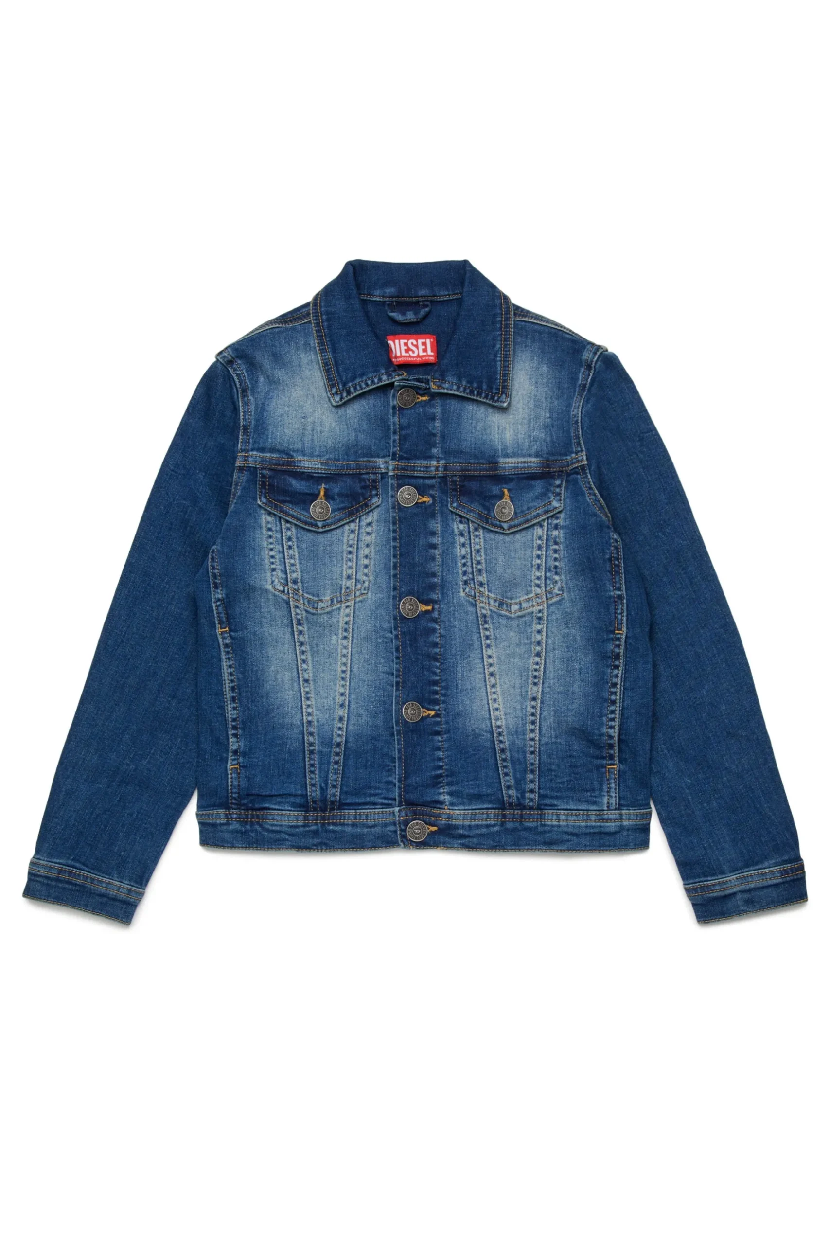 DIESEL Giacca trucker in denim blu medio sfumato | Bambino Denim-Mania | Denim-Mania