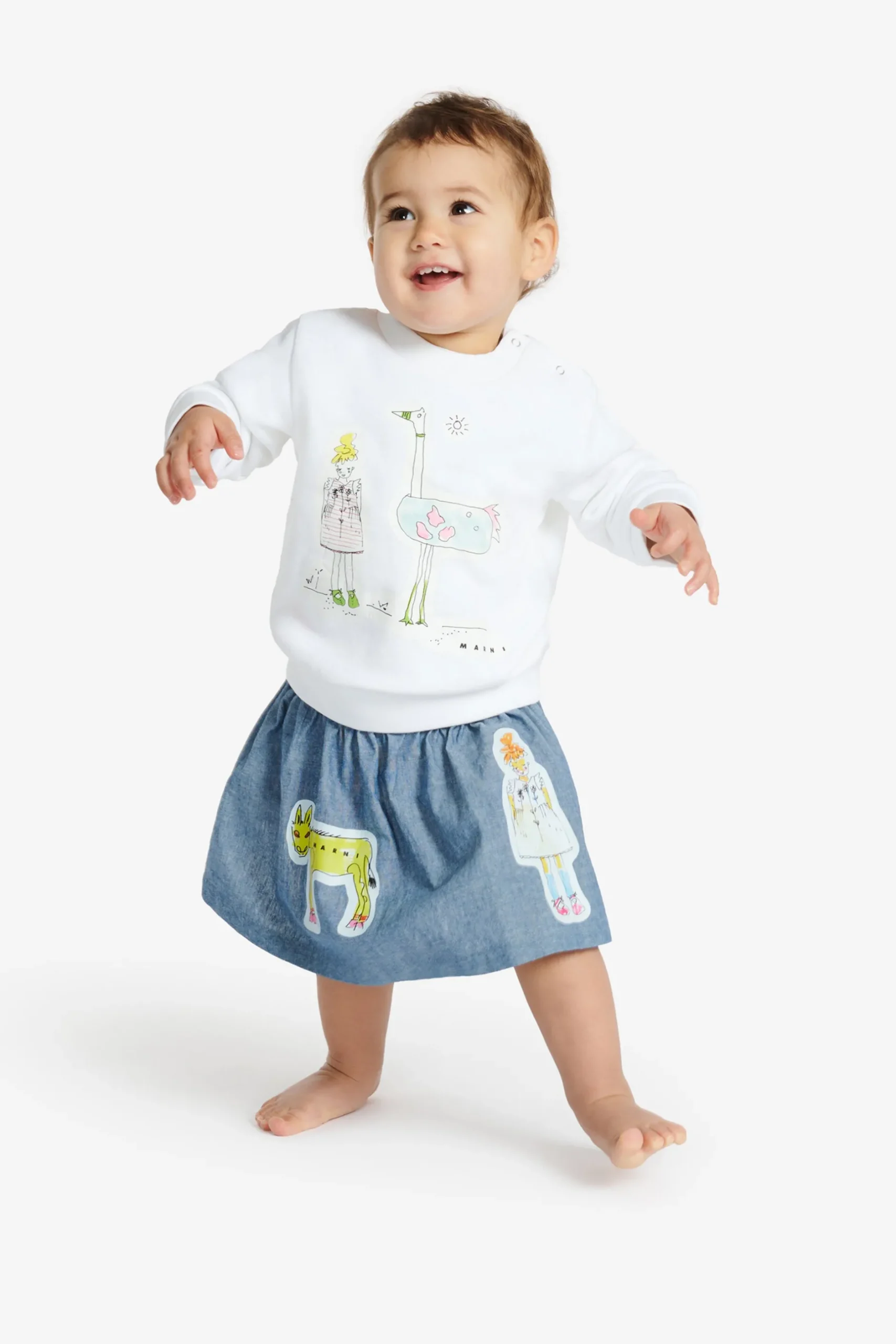 MARNI Gonna in chambray con disegni | Bambino Gonne | Denim-Mania