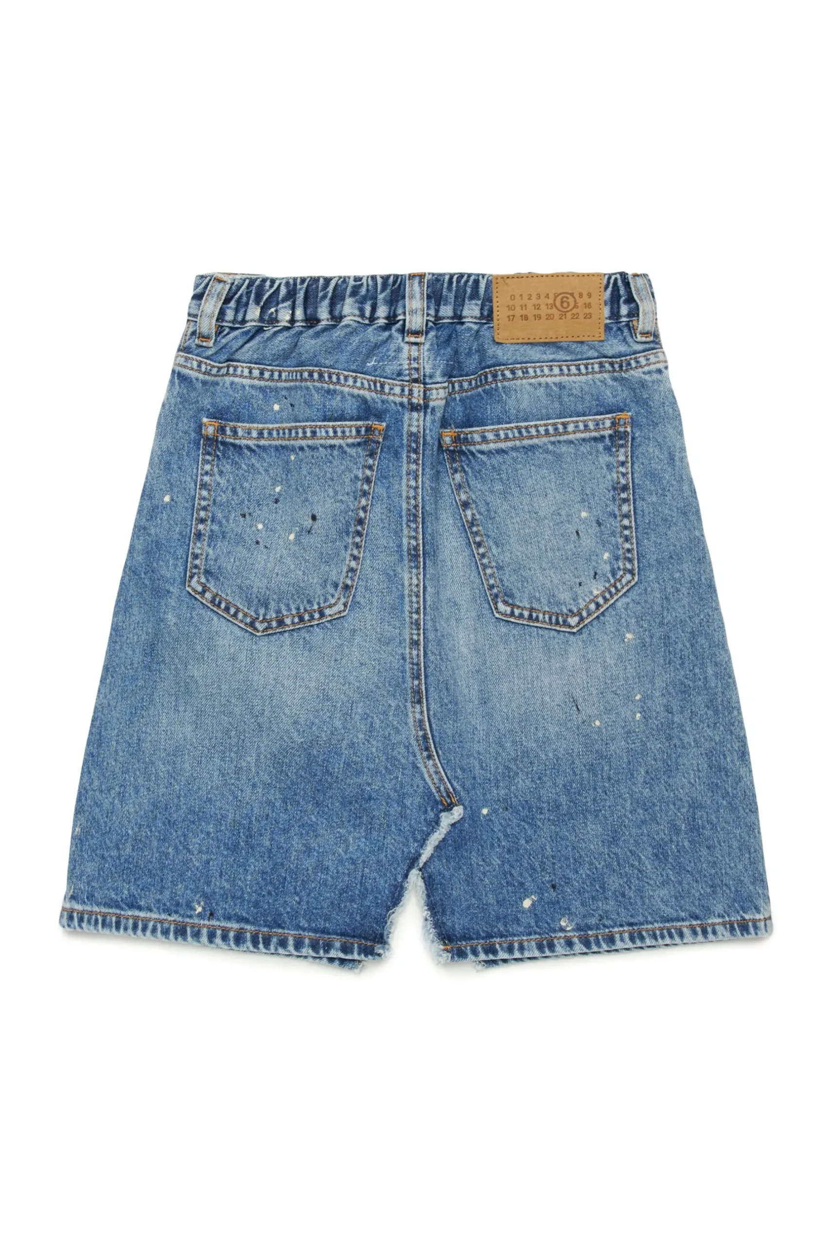 MM6 MAISON MARGIELA Gonna in denim blu sfumato con color spots | Bambino Gonne | Denim-Mania