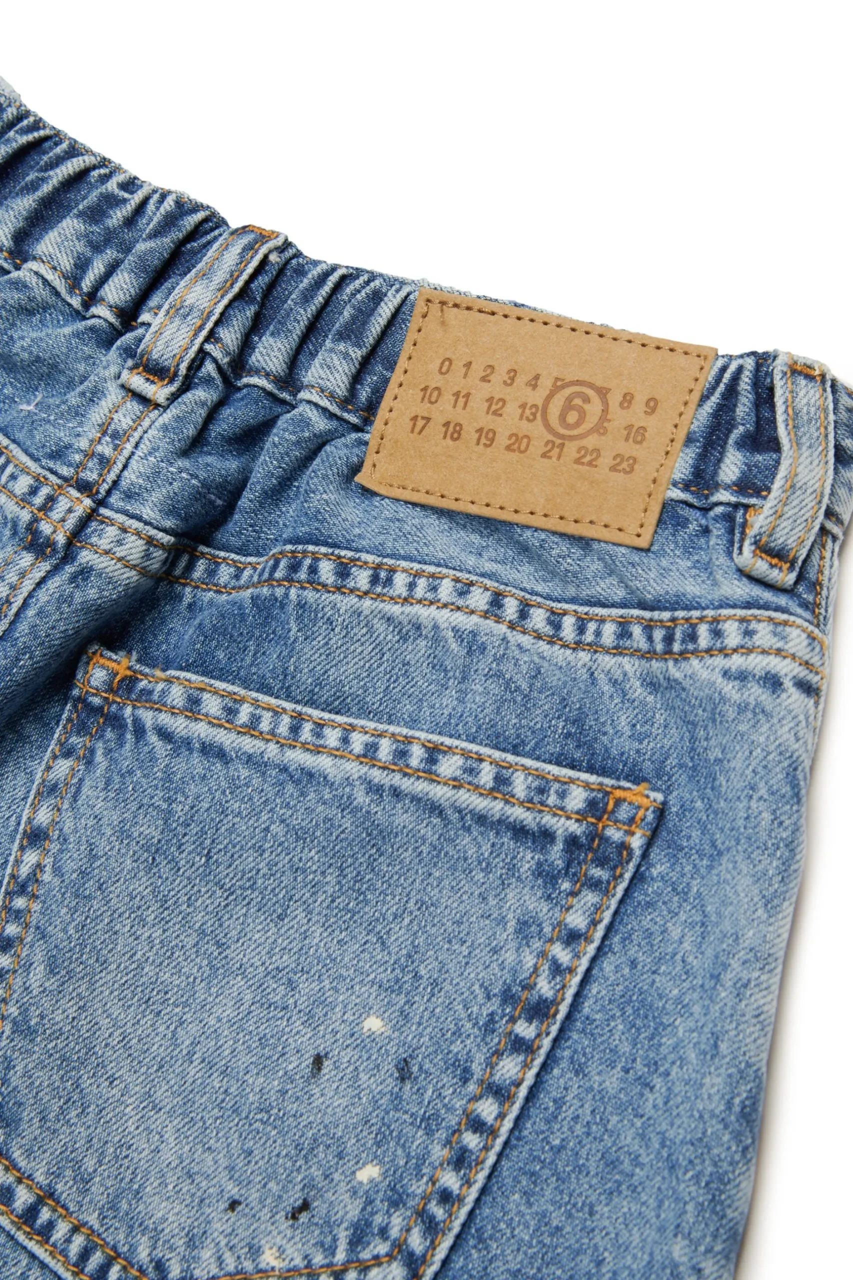 MM6 MAISON MARGIELA Gonna in denim blu sfumato con color spots | Bambino Gonne | Denim-Mania