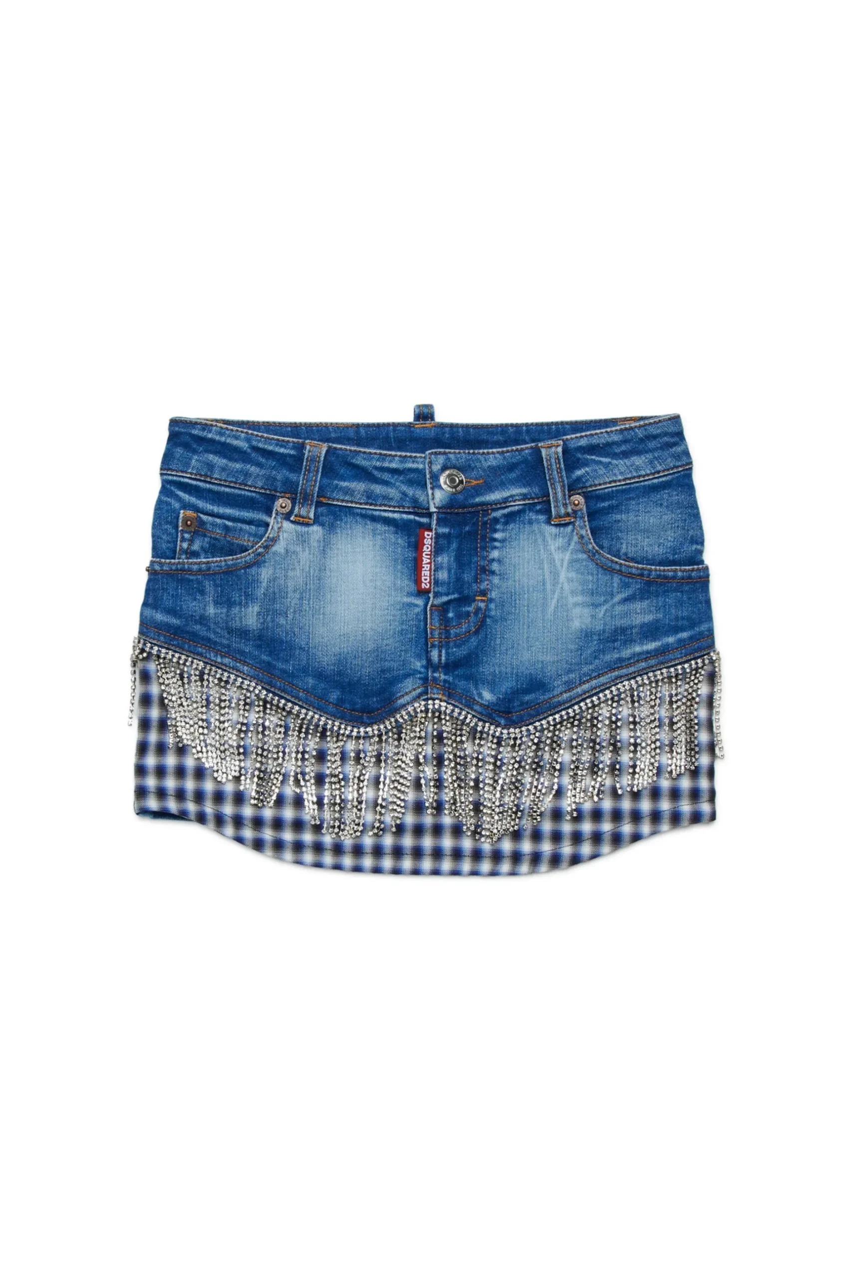 DSQUARED2 Gonna in denim con frange in cristalli | Bambino Gonne | Denim-Mania