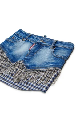 DSQUARED2 Gonna in denim con frange in cristalli | Bambino Gonne | Denim-Mania