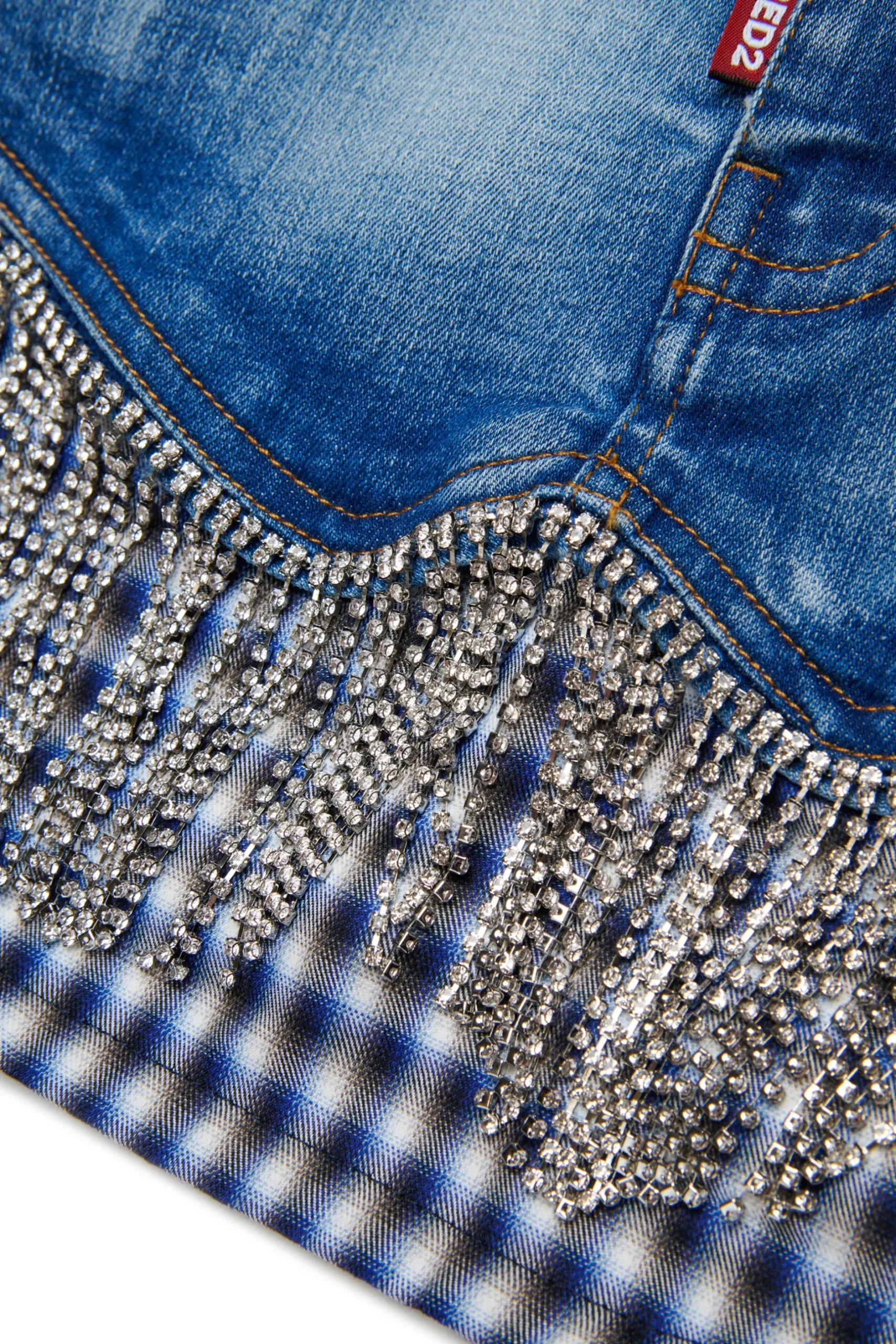 DSQUARED2 Gonna in denim con frange in cristalli | Bambino Gonne | Denim-Mania