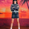 DIESEL Gonna in denim nero sfumato con metal plate | Bambino Gonne | Denim-Mania