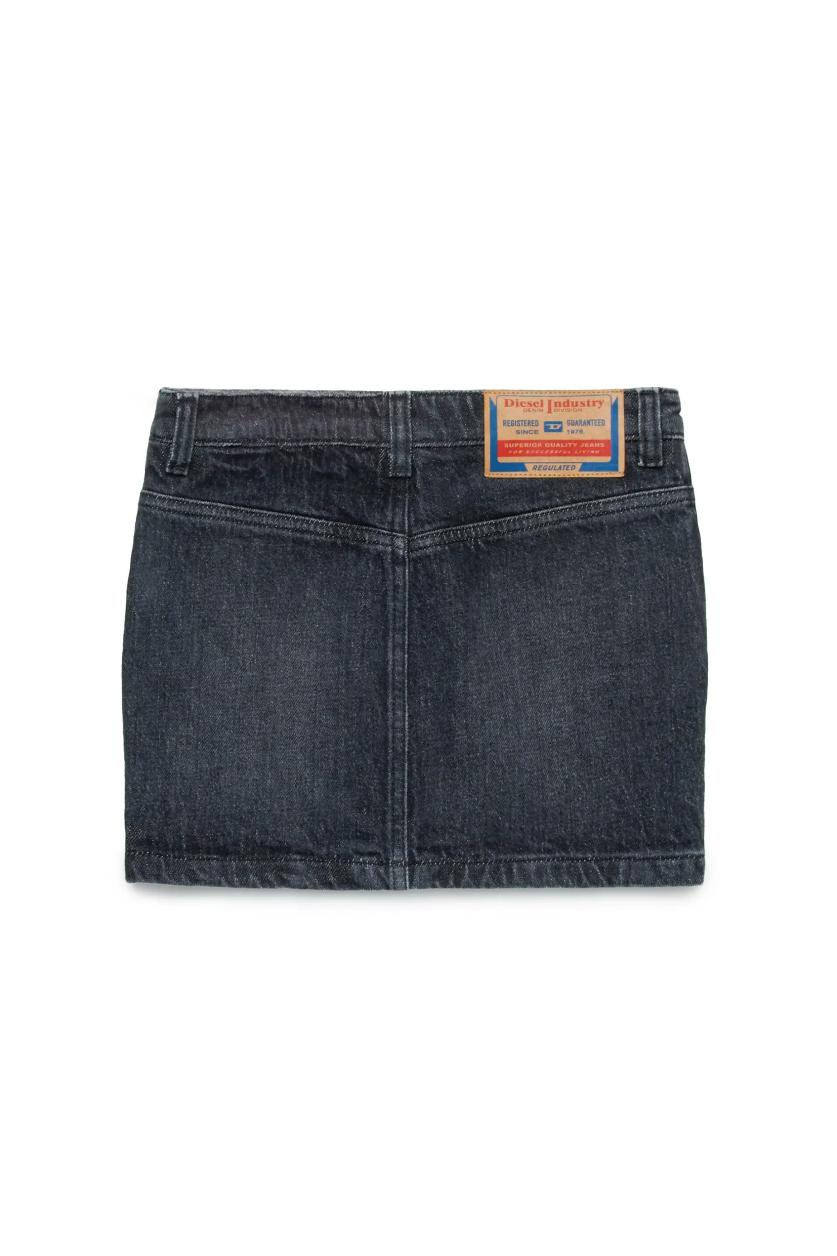 DIESEL Gonna in denim nero sfumato con metal plate | Bambino Gonne | Denim-Mania
