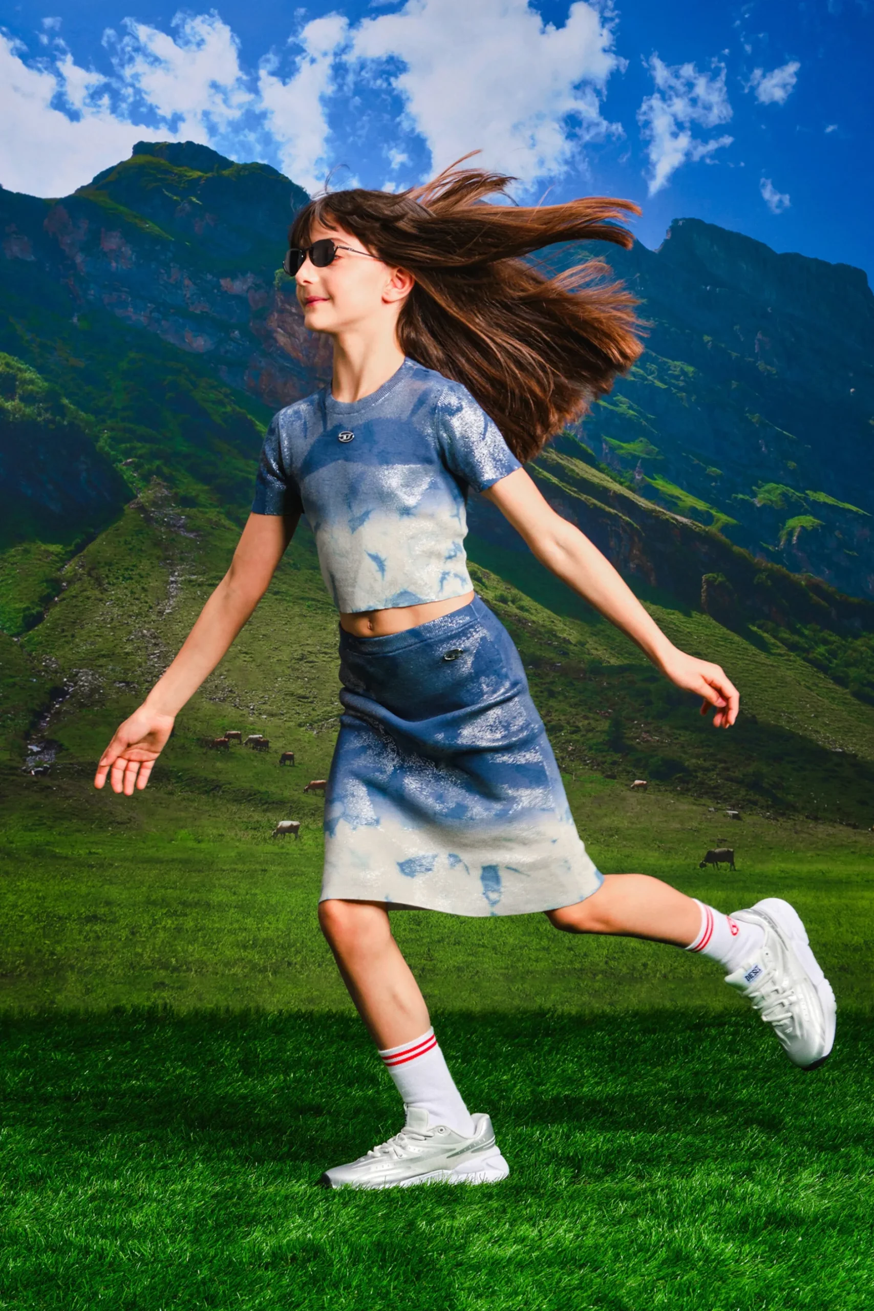 DIESEL Gonna in maglia effetto denim solarizzato | Gonne