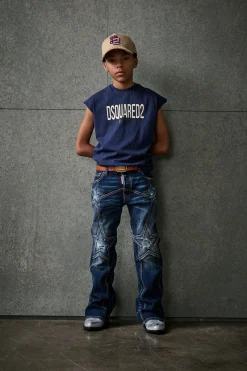 DSQUARED2 Jeans bootcut scuro con Super Star | Bambino Jeans | Denim-Mania