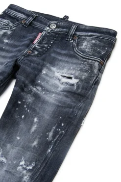 DSQUARED2 Jeans skinny nero effetto destroyed - Twist | Bambino Denim-Mania | Denim-Mania