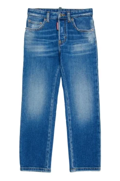 DSQUARED2 Jeans straight blu medio con abrasioni - 642 | Bambino Jeans | Denim-Mania
