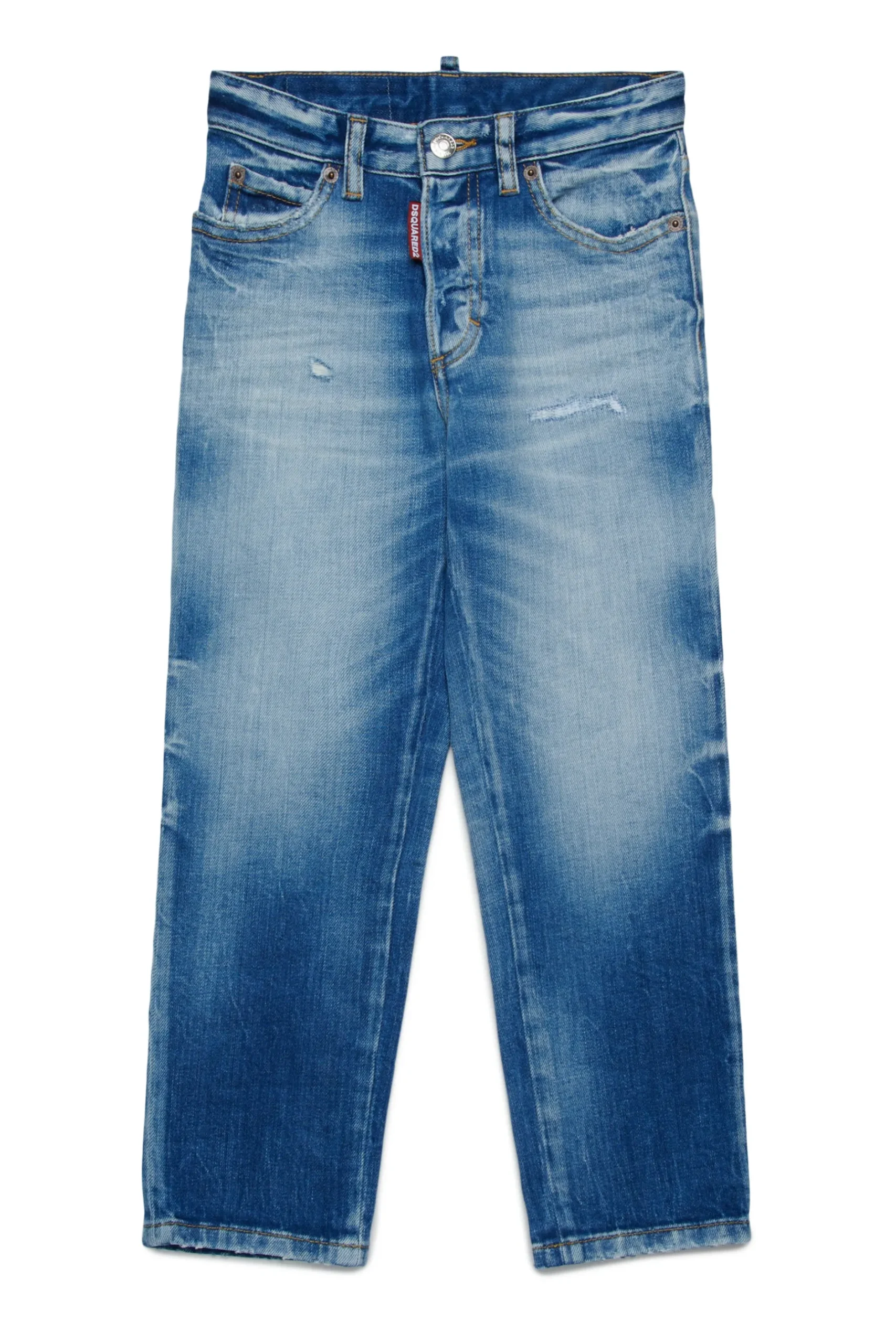 DSQUARED2 Jeans straight blu medio con rotture - Boss 10 | Bambino Jeans | Denim-Mania