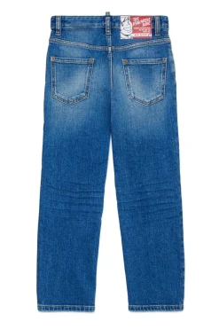 DSQUARED2 Jeans straight blu medio con abrasioni - 642 | Bambino Jeans | Denim-Mania
