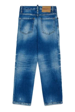 DSQUARED2 Jeans straight blu medio con rotture - Boss 10 | Bambino Jeans | Denim-Mania