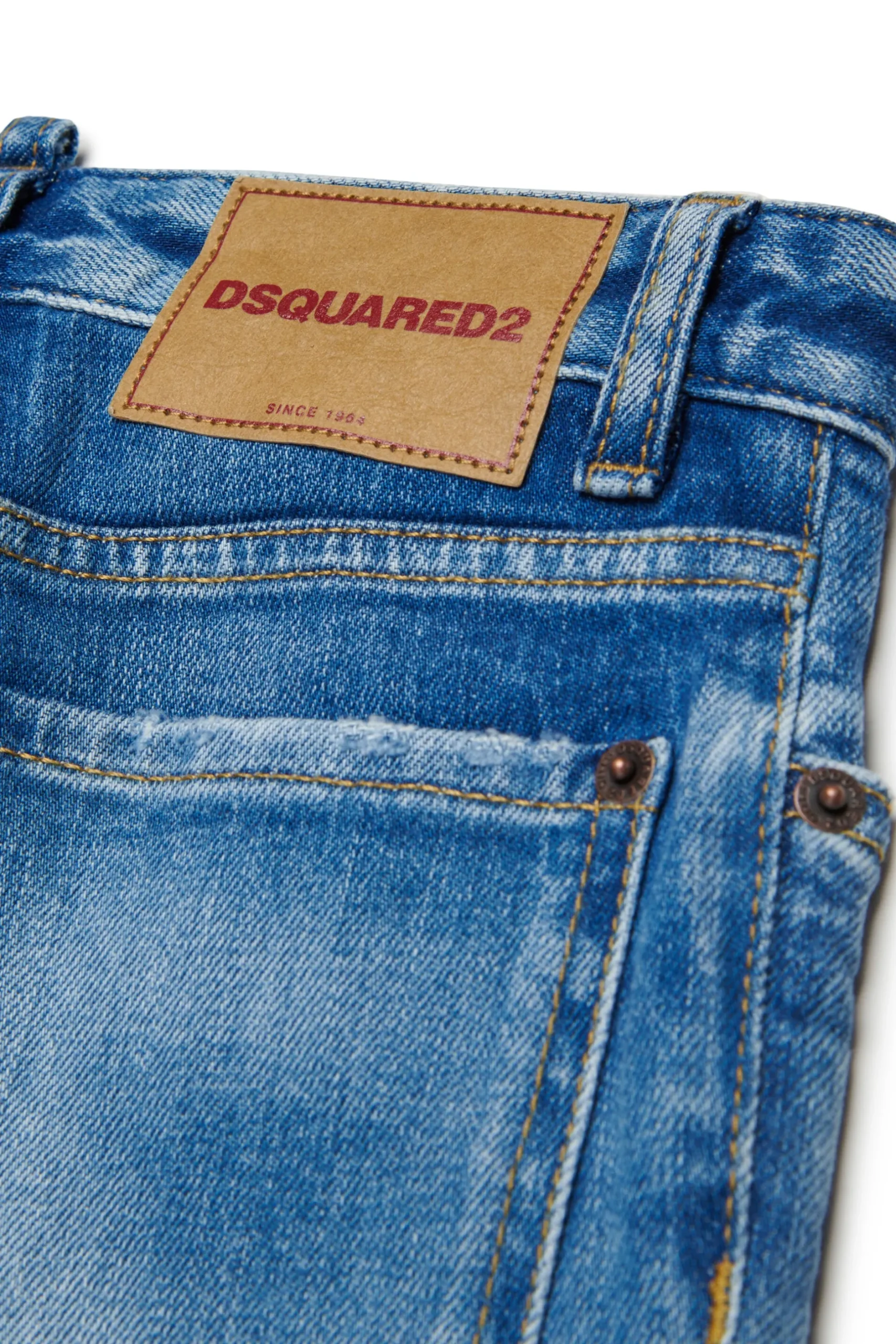DSQUARED2 Jeans straight blu medio con rotture - Boss 10 | Bambino Jeans | Denim-Mania