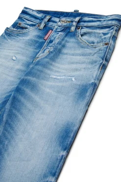DSQUARED2 Jeans straight blu medio con rotture - Boss 10 | Bambino Jeans | Denim-Mania