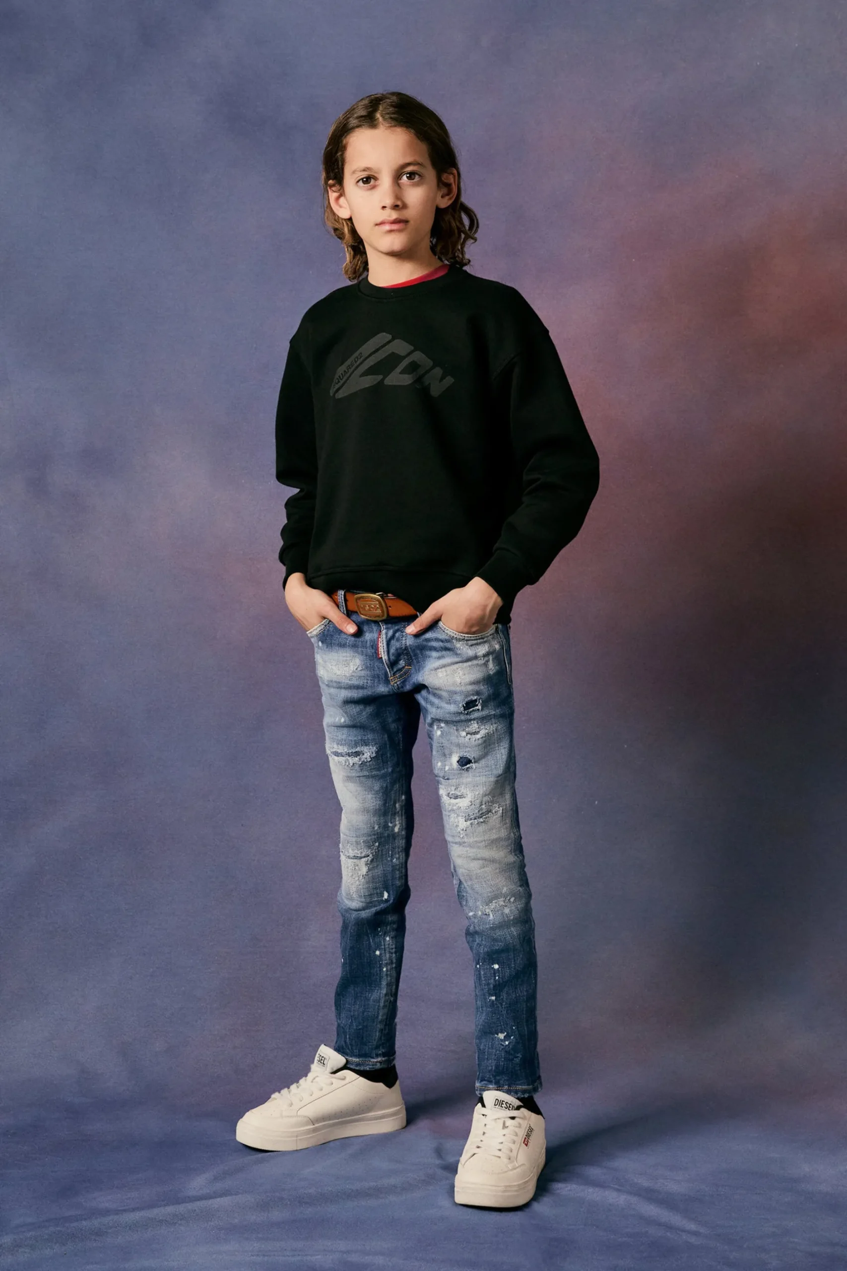 DSQUARED2 Jeans straight con rotture e macchie - Clement | Bambino Jeans | Denim-Mania