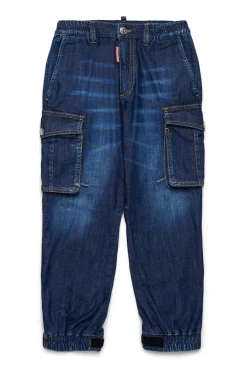 DSQUARED2 Jeans tapered scuro con tasche cargo | Bambino Denim-Mania | Denim-Mania