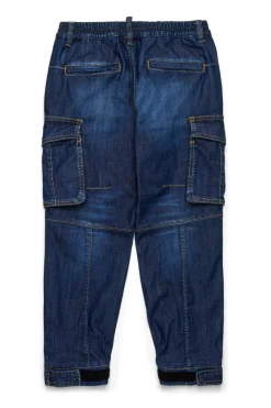 DSQUARED2 Jeans tapered scuro con tasche cargo | Bambino Denim-Mania | Denim-Mania