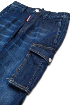 DSQUARED2 Jeans tapered scuro con tasche cargo | Bambino Denim-Mania | Denim-Mania