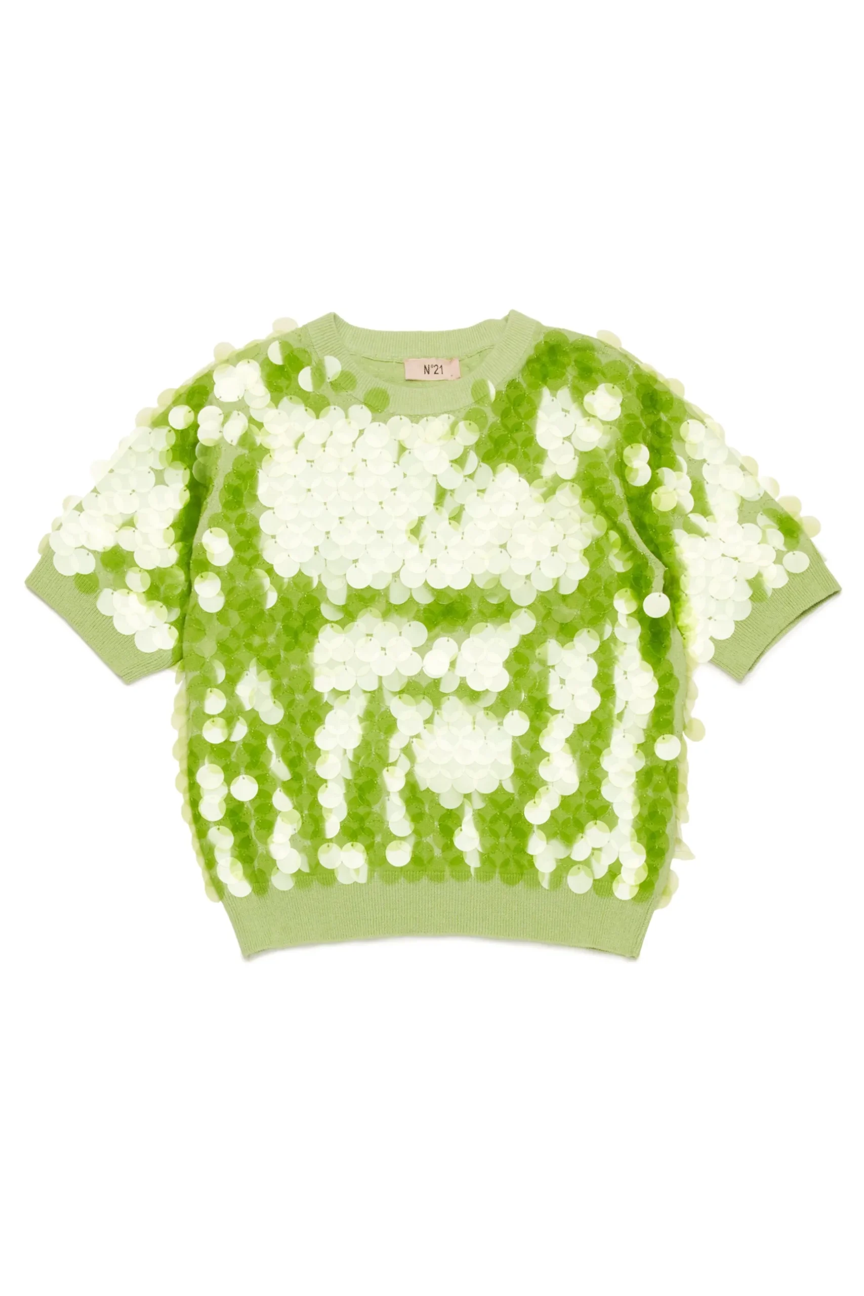 N°21 Maglia in cotone con maxi paillettes | Maglieria