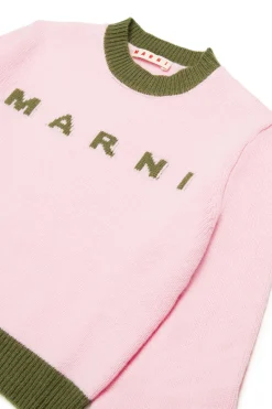 MARNI Maglione girocollo in misto lana-cashmere colorblock | Maglieria