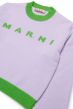 MARNI Maglione girocollo in misto lana-cashmere colorblock | Bambino Maglieria | Logomania