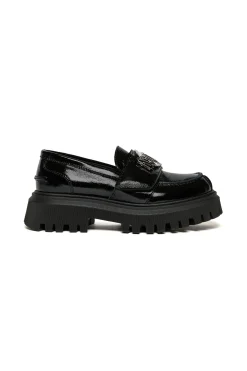 DSQUARED2 Mocassini in pelle smaltata con logo | Stivali E Anfibi | Anfibi E Stivali