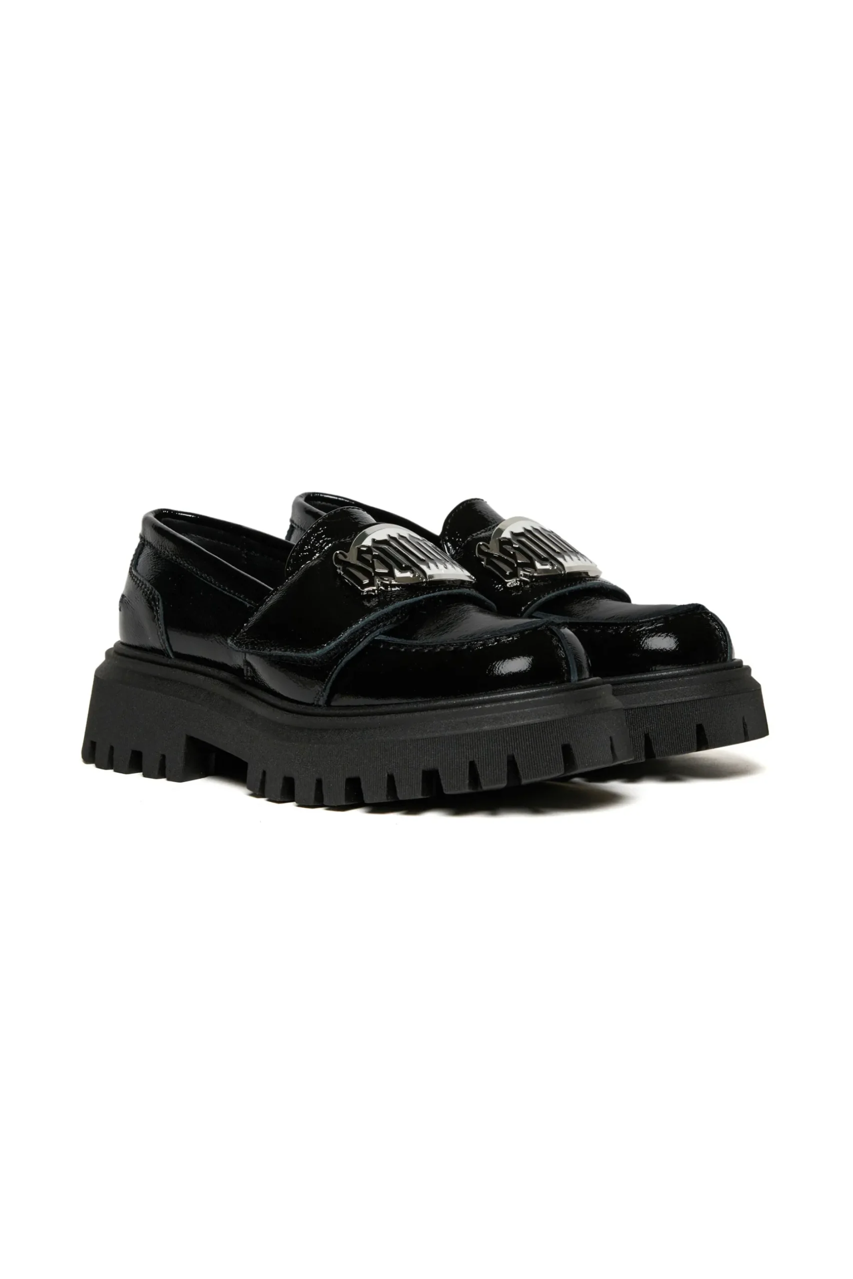 DSQUARED2 Mocassini in pelle smaltata con logo | Stivali E Anfibi | Anfibi E Stivali