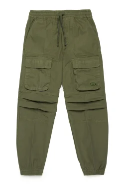 DIESEL Pantaloni cargo in gabardina con logo oval D | Bambino Pantaloni | Pantaloni