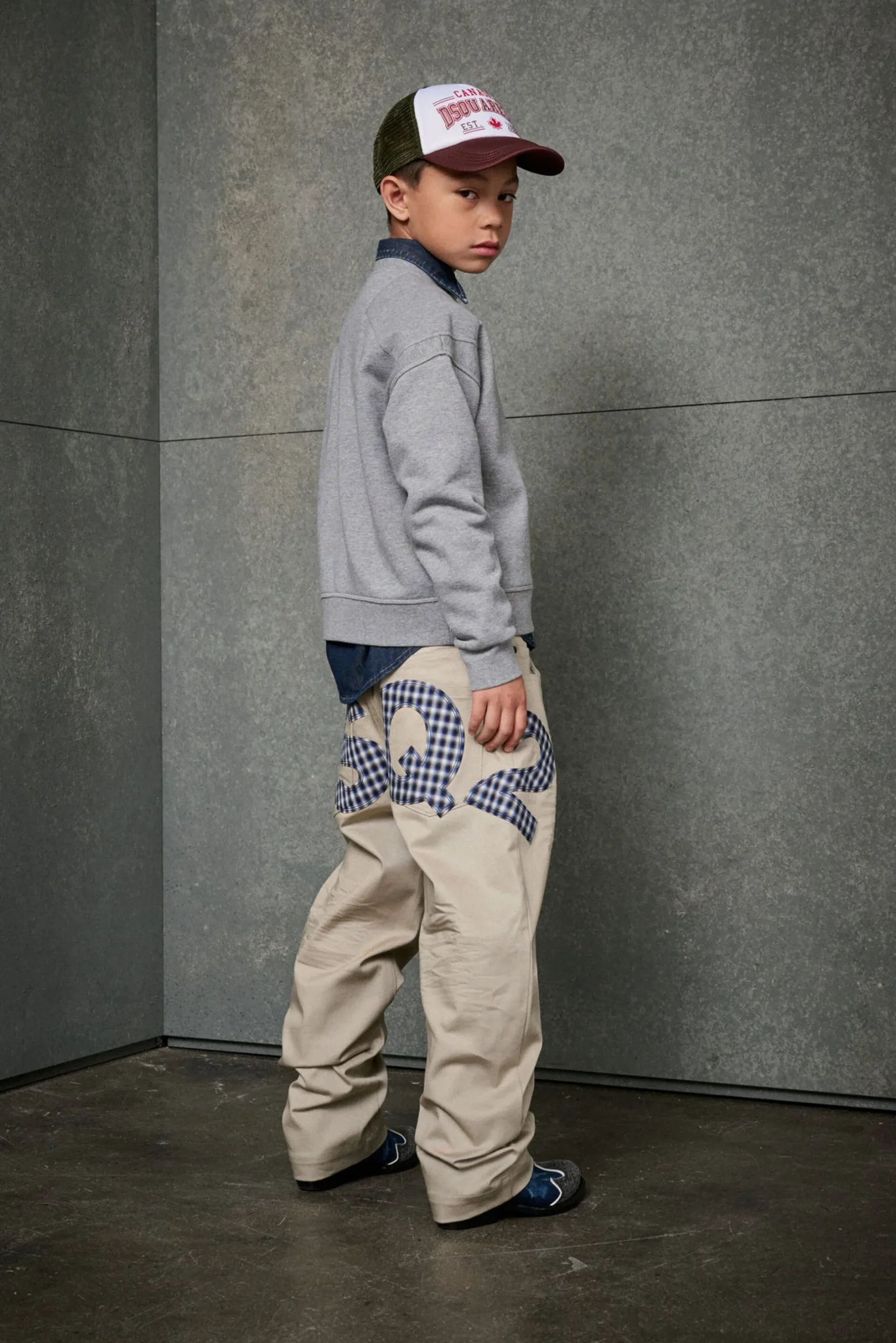 DSQUARED2 Pantaloni in gabardina con maxi logo | Bambino Logomania | Logomania