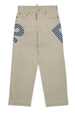 DSQUARED2 Pantaloni in gabardina con maxi logo | Bambino Logomania | Logomania