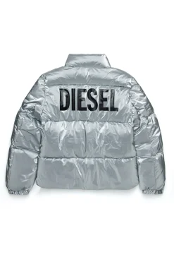 DIESEL Piumino bomber argentato con logo | Bambino Giacche E Cappotti | Giacche E Cappotti