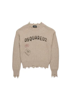 DSQUARED2 Pullover con grafica Passport e rotture | Bambino Maglieria | Logomania