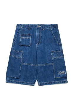 MM6 MAISON MARGIELA Shorts cargo in denim blu medio | Bambino Shorts | Denim-Mania